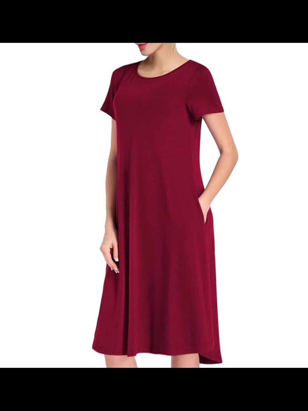Missky Burgundy Red Short-Sleeve  Dress